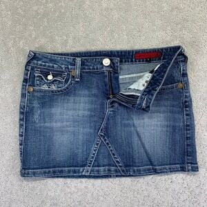 Vigoss Jeans Womens Denim Mini Skirt Blue Distressed Size 11